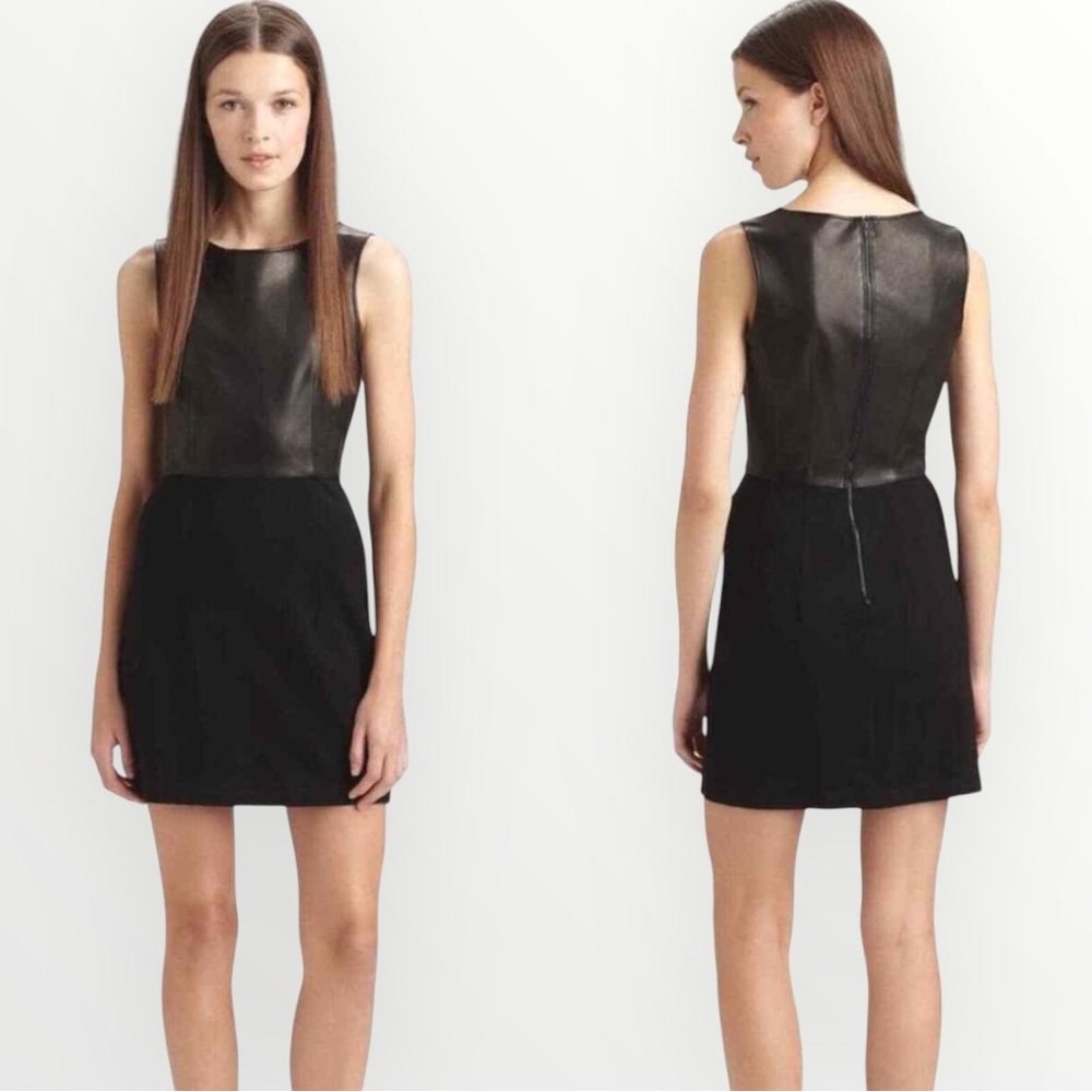 Theory Black Leather Panel Dress